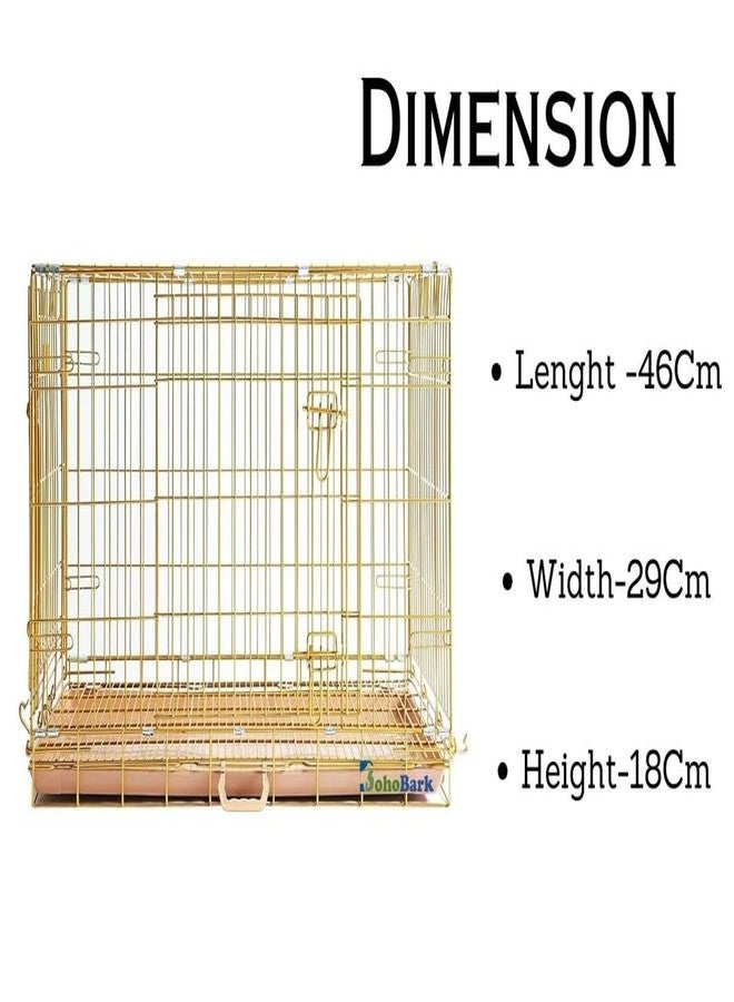 BohoBark PET Gold Color Folding Design Dog Crate Puppy Kennel with Removable Floor Grid and Pull Out Tray 18 inch - Image 2